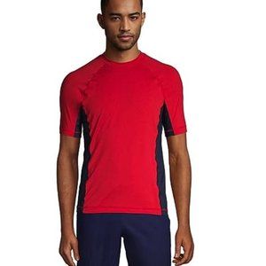 NWT Lands' End Men's Crew Neck Short Sleeve Rash Guard Red UPF 50 XL $60 FLI160